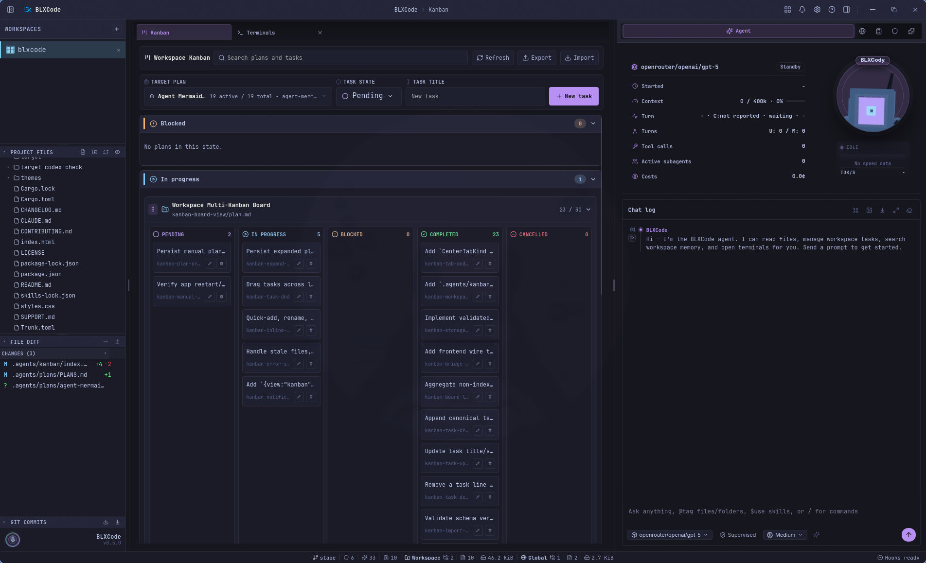 BLXCode Kanban board